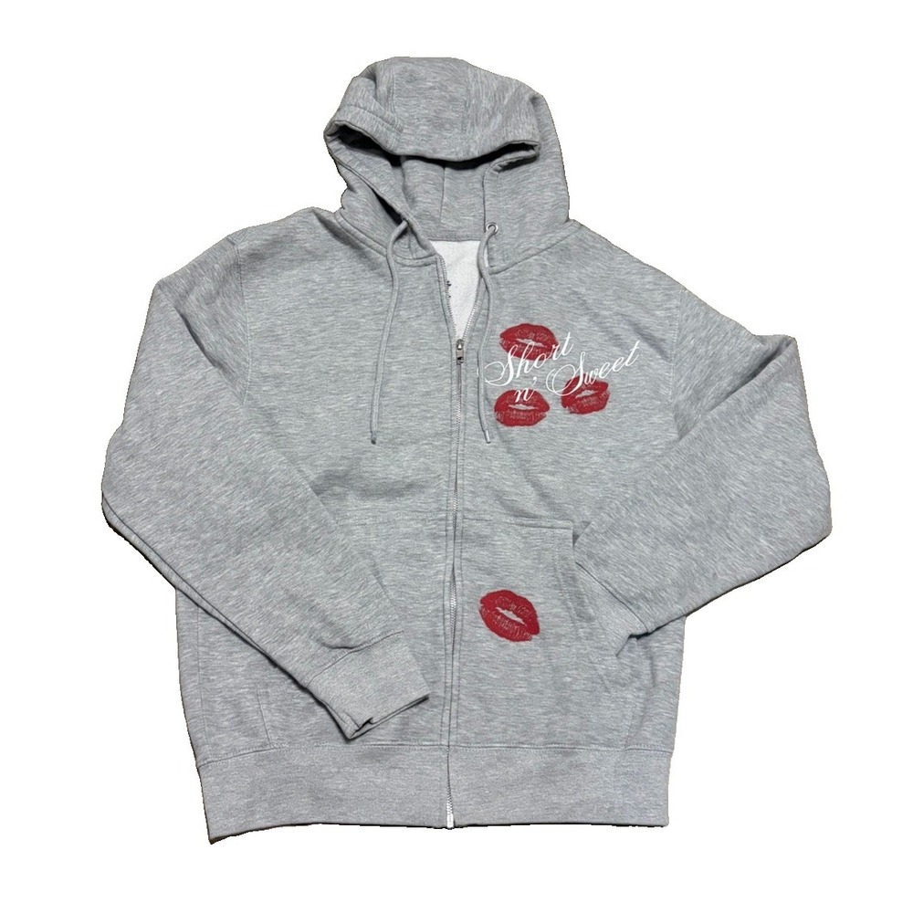 Sabrina Carpenter Womens M Short N Sweet 2024 Tour Zip Up Hoodie Gray Merch
